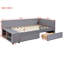 Lit plateforme simple tapissier en forme de L avec rangement-337482264