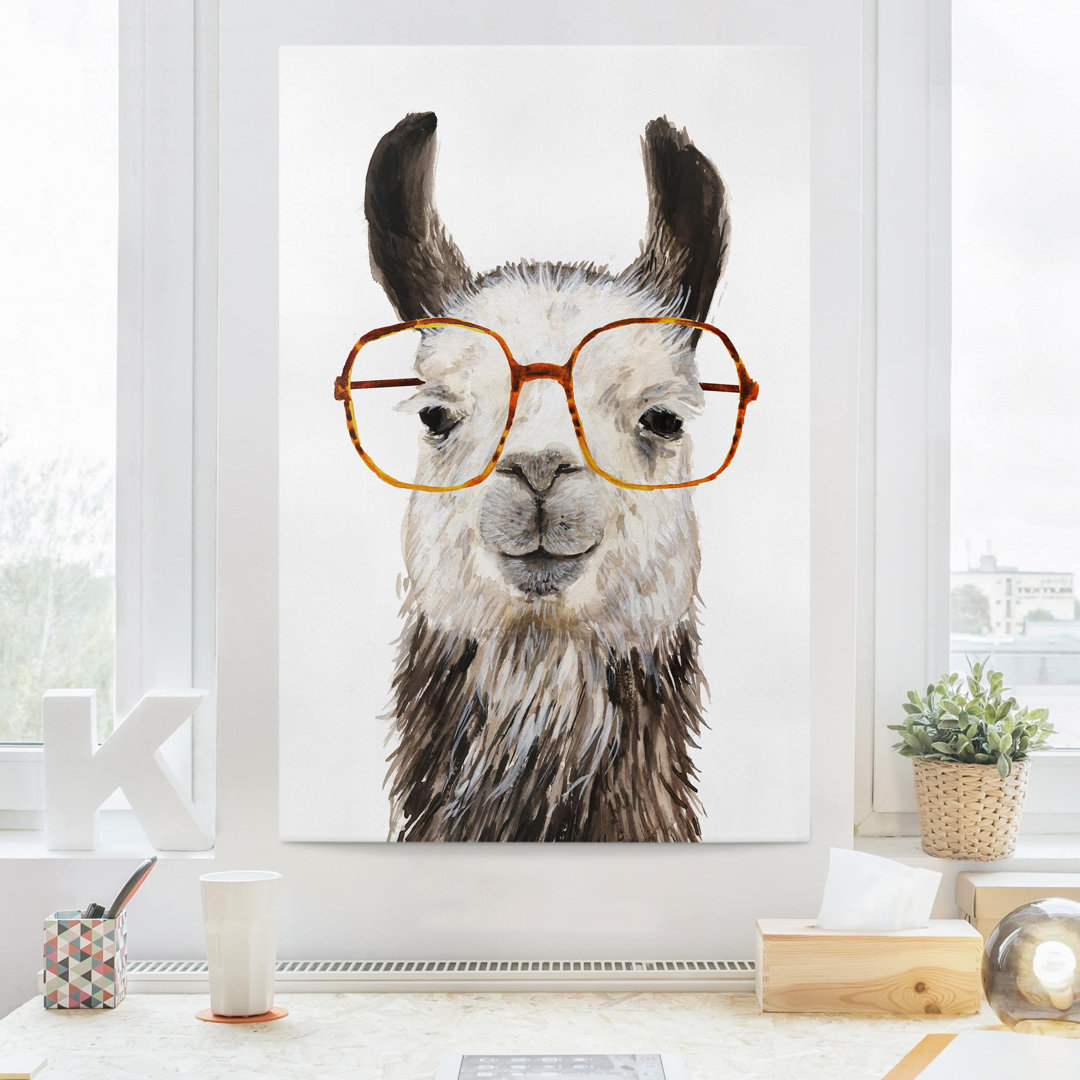 Leinwandbild "Hip Llama with Glasses IV" von "Kein Künstler"