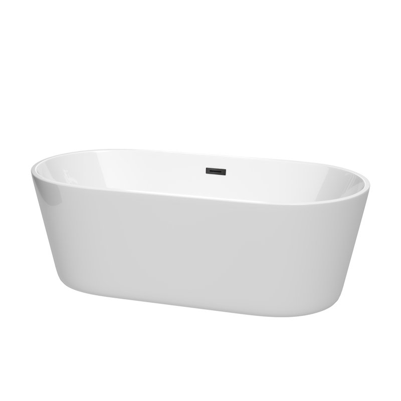 Carissa 67'' x 31.5'' Soaking Acrylic Bathtub, Matte Black