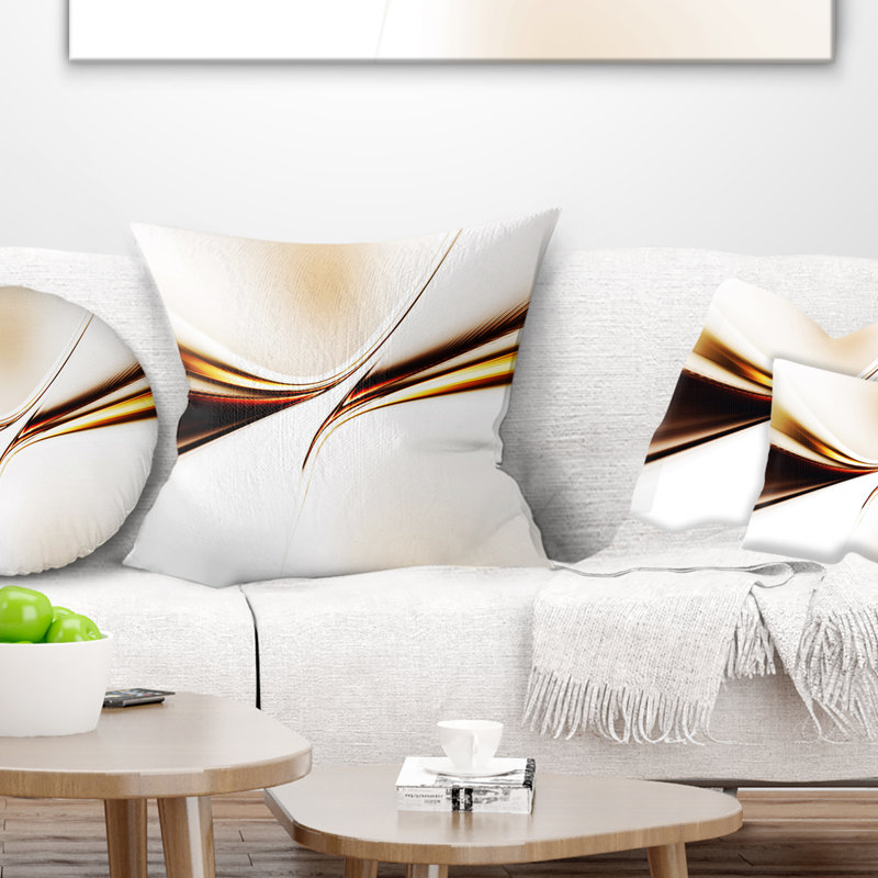 Dynamic Golden Waves - Coussin imprimé abstrait, 18 po x 18 po, Carré