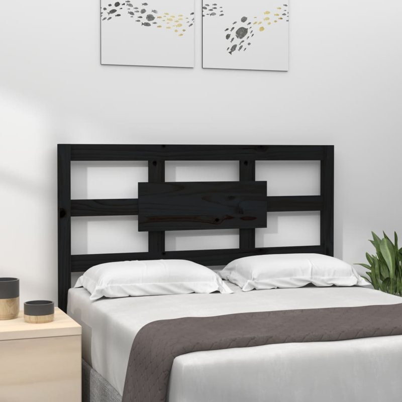 Huth Solid Pine Wood Headboard, 80.5 x 100 cm, Black