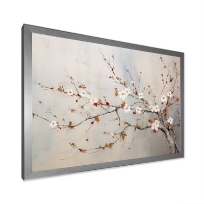 Minimalisme sur fond de cerisier beige et gris sur toile