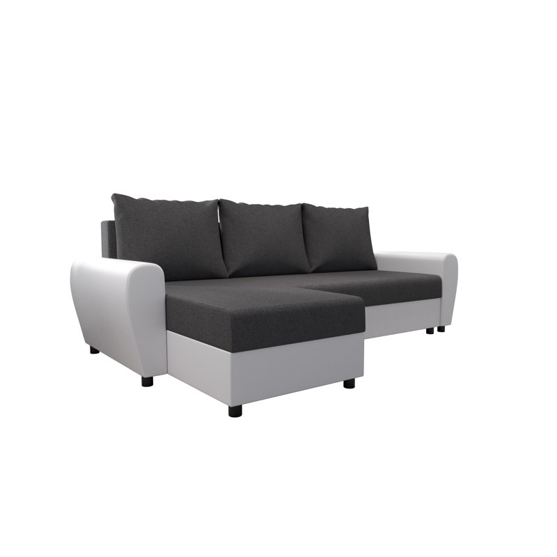 Shylee 3 Seater Corner Sofa , Gray/White - Sawana05/PU white, Left -sided