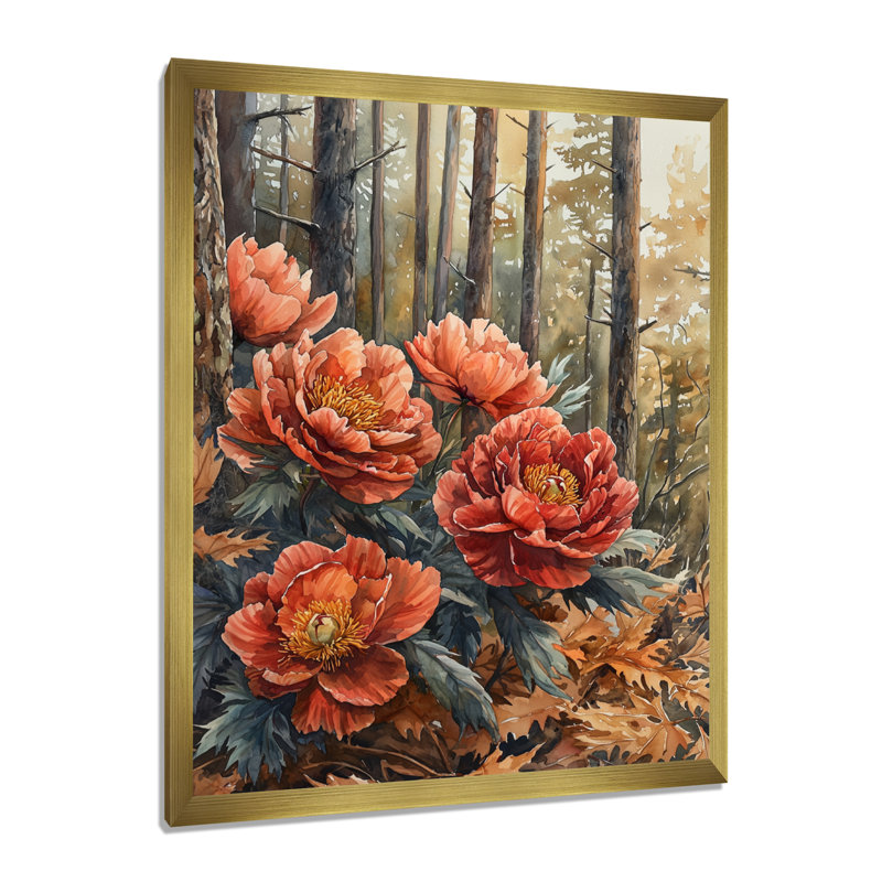 Bracher - Art mural floral, Reproduction encadrée d'une seule photo, H 20 po x l 12 po, Doré