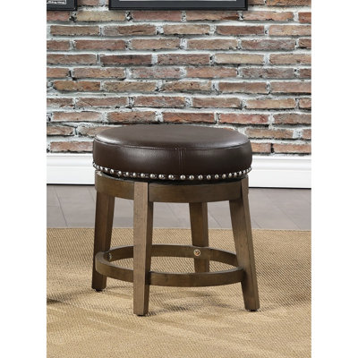 De 2 tabourets pivotants, similicuir brun, rotation à 360 degrés, structure en bois massif, 2 tabourets ronds en cuir de hauteur de chaise de salle à manger - garniture cloutée, fabrication pour