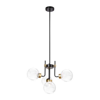 Lustre suspendu sphérique en verre 4 lumières minimaliste bistro