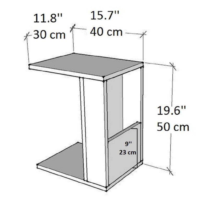 Side End Table With Storage Shelf Charles, Sapphire Oak