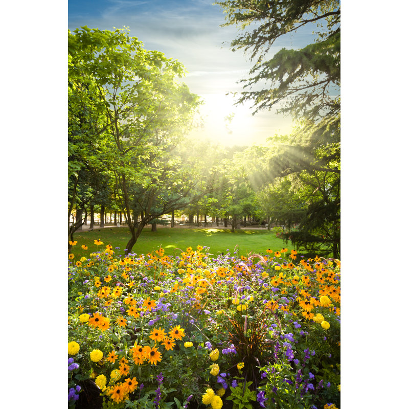Parterre Pleasant of Flowers Rounded by Trees - Photographie sur toile tendue, H 36 po x l 24 po x P 1,25 po