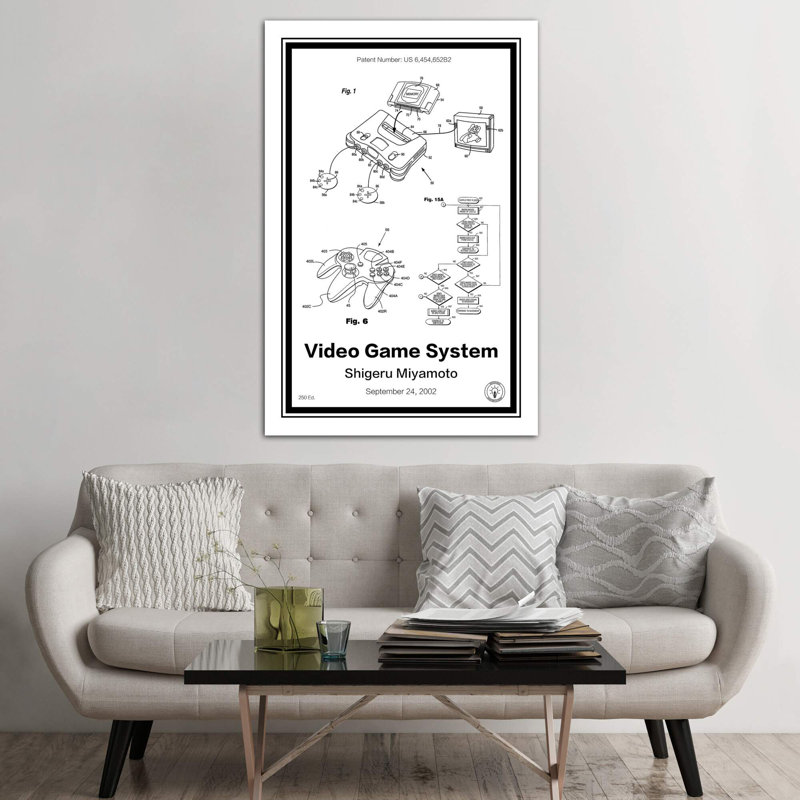N64 by Retro Patents - Wrapped Canvas Print, 66.04 cm H x 45.72 cm W x 1.91 cm D