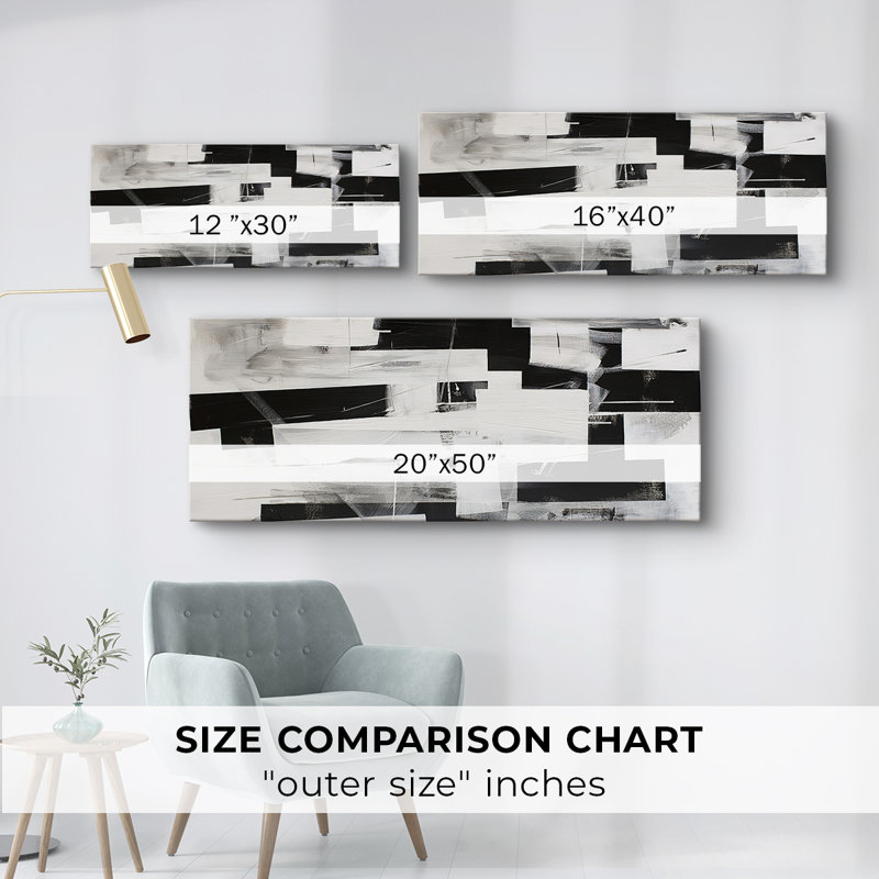 Série abstraite-XCVII- Toile tendue avec châssis - Prêt à accrocher, 12" H x 30" W