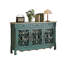 Banc de rangement bleu en bois manufacturé