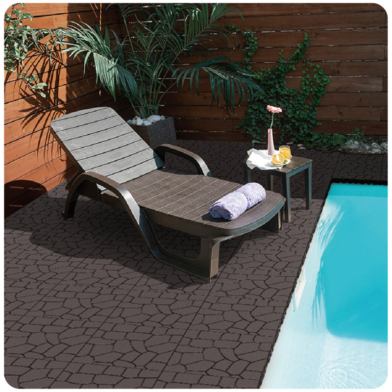 Nouvelle tuile de patio de 12 po à texture de pierre, tuiles de terrasse à emboîtement de module de bricolage, tuiles de cour faciles et rapides à installer pour le porche de la cour arrière du balcon de la piscine 44 pièces