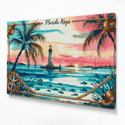 Nautical Florida Keys Brown Canvas Wall Art