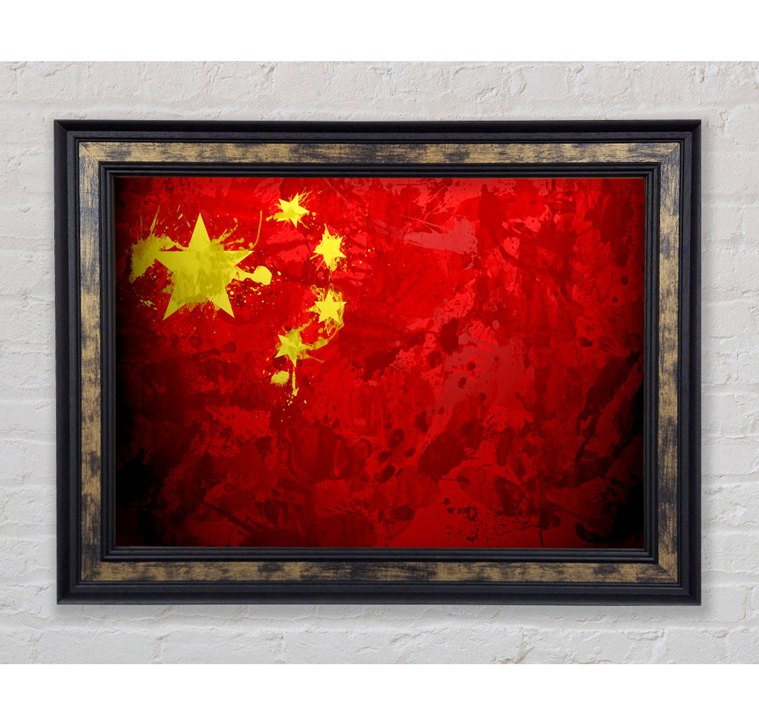 China Flagge Grunge - Einzelner Bilderrahmen Kunstdrucke