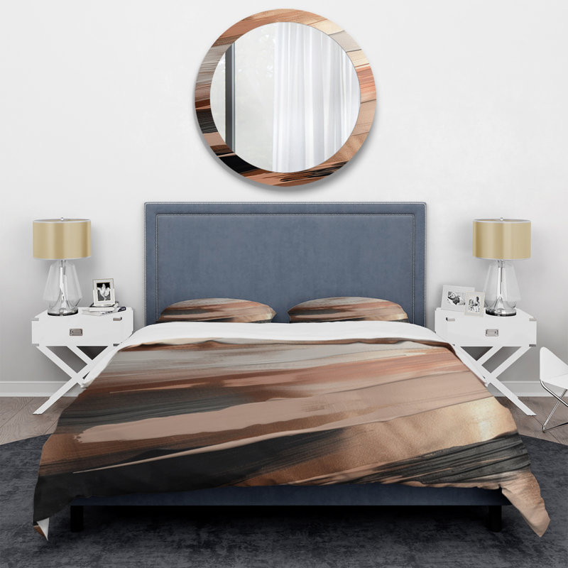 Ensemble de housse de couette en microfibre / polyester Rosegold and Pink Forms In Contemporary II