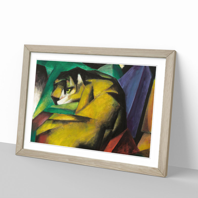 The Tiger by Franz Marc - Framed Print, 27cm H x 36cm W x 2cm D, Oak
