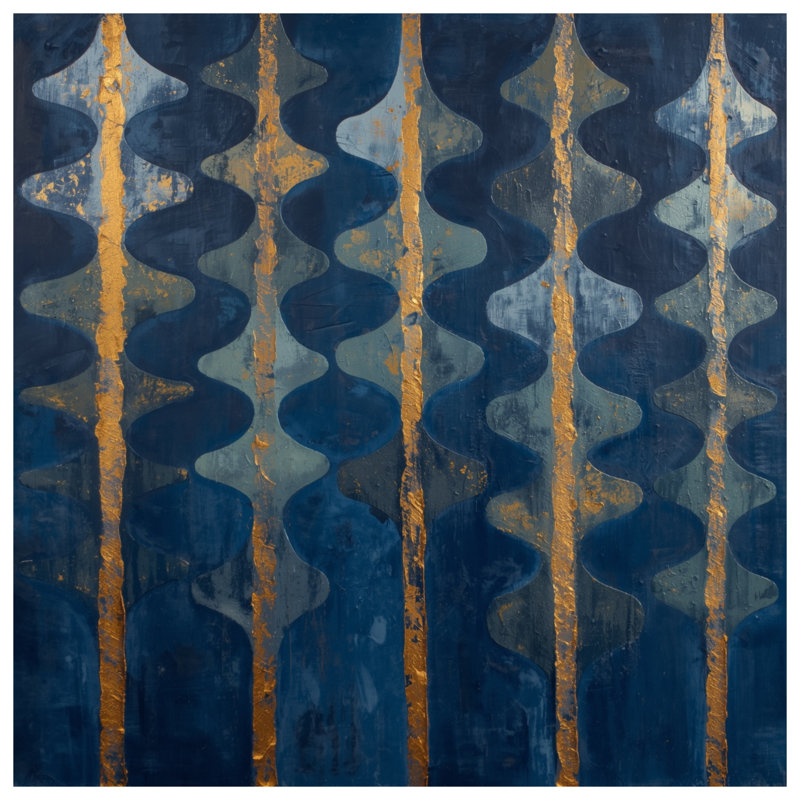 Housses de couette à rayures bleues et dorées, Grand lit