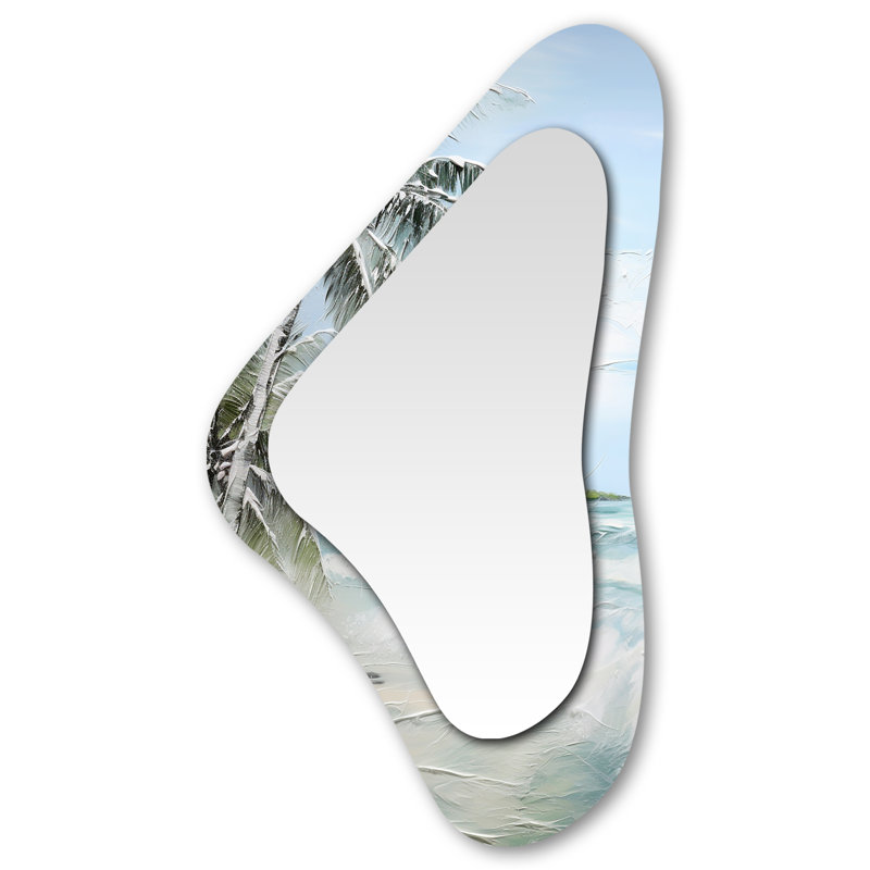 Palm Tree Ocean View Paradise - Palm Trees Traditional Asymmetrical Decorative Wall Mirror
