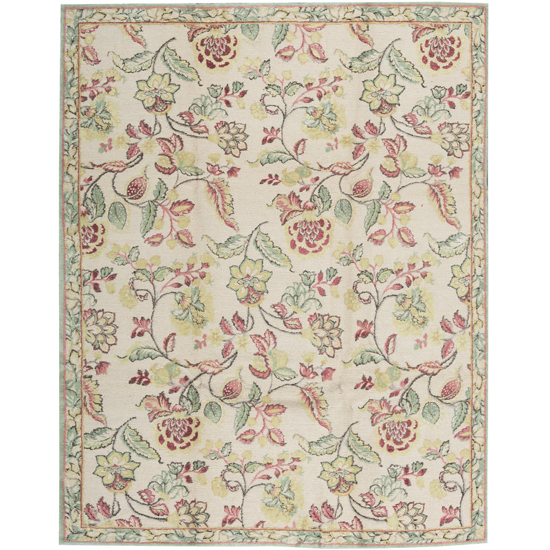 Brocatel Wool Floral Area Rug, Rectangle 9' x 11'11"