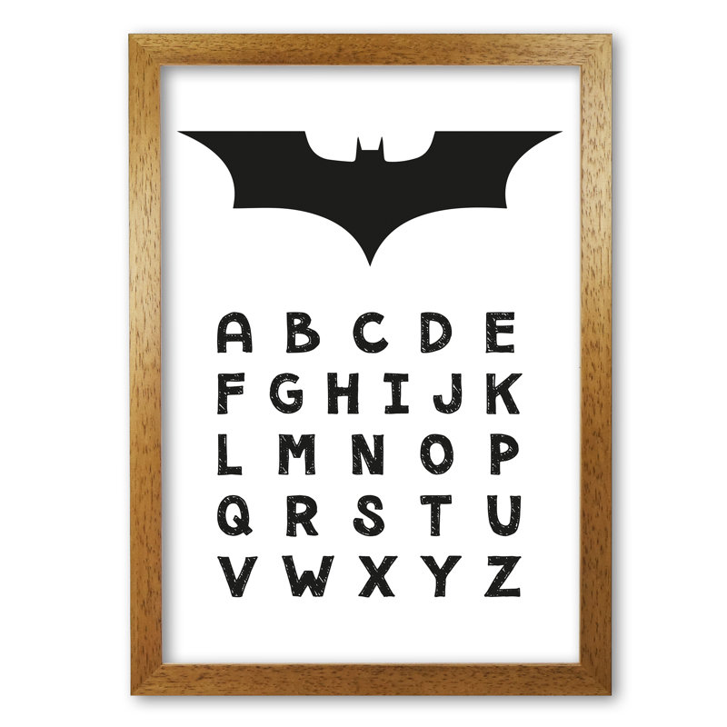 Batman Alphabet 1 Piece Single Picture Frame Painting, 30 cm H x 21 cm W x 5 cm D, Honey Oak Frame