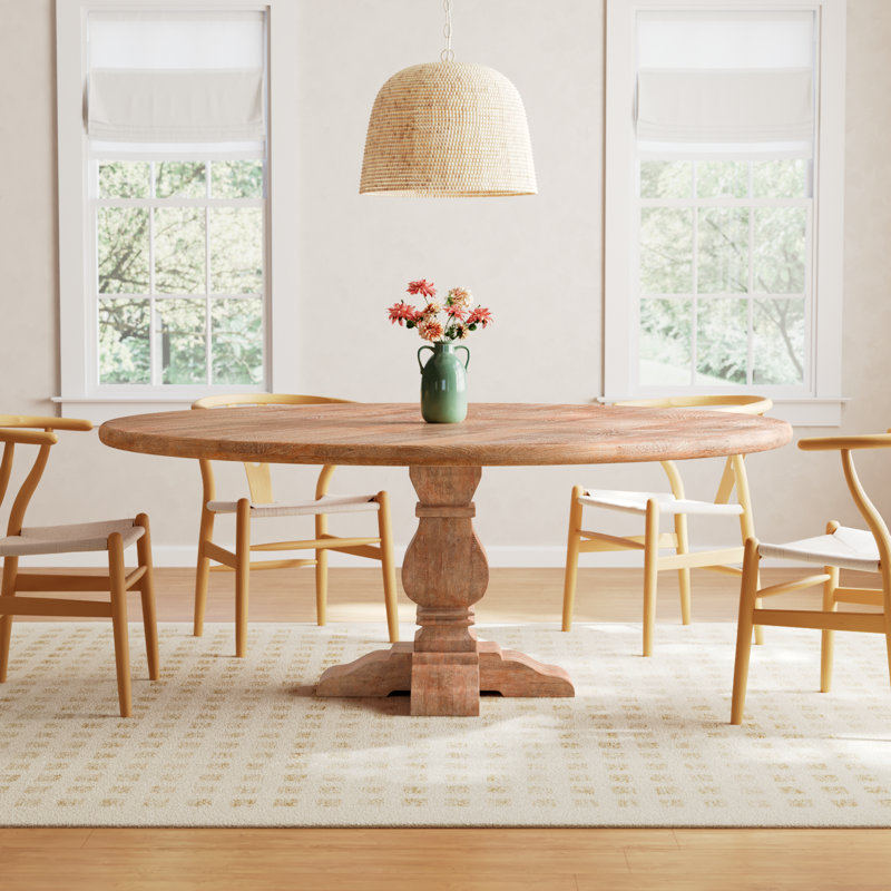 Lyons Round Solid Wood Dining Table, 72" W x 72" L