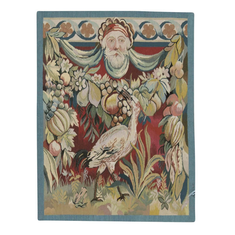 Hand-Knotted High-Quality Red and Blue Area Rug