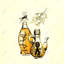 Deux bouteilles d'huile d'olive