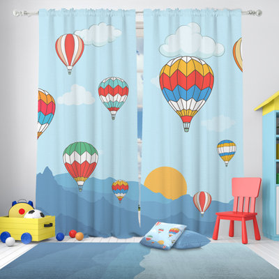 Flying Balloons Kids Room Curtain 100% Blackout Thermal Curtain Set of 2 Curtain