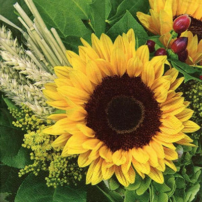 Pack Of 20 Luncheon Size Sunflower  Pattern Napkins