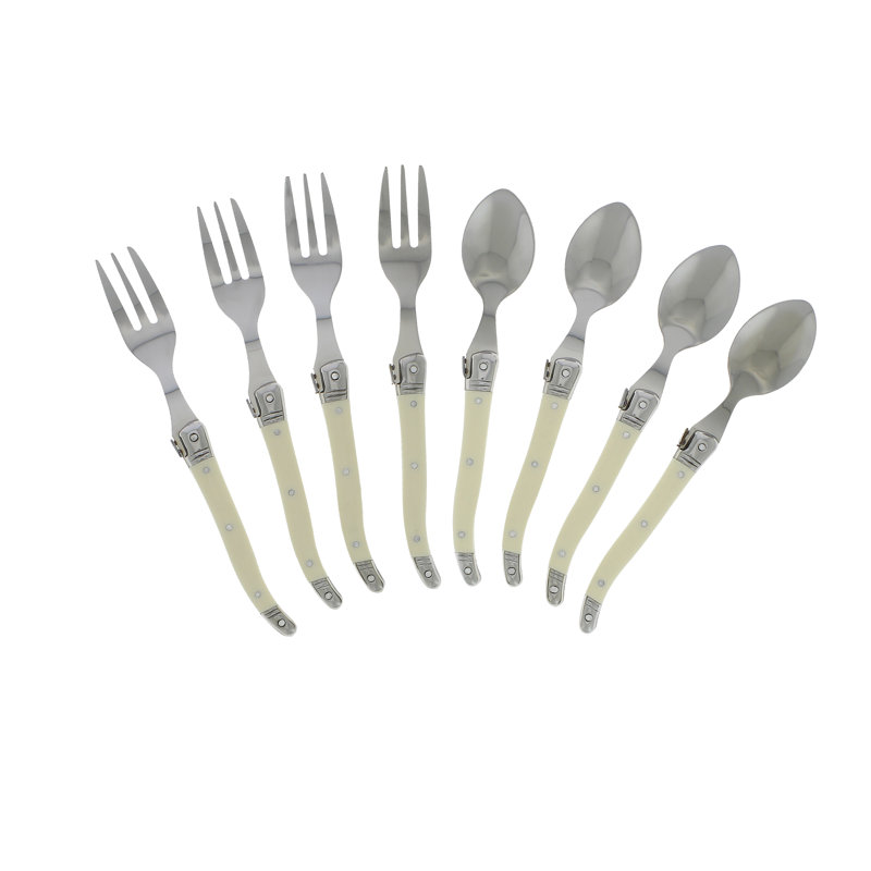 Laguiole 8 - Piece Stainless Steel Flatware Set - Service for 4, White