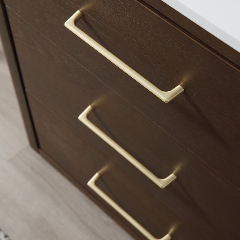Meuble-lavabo sur pied simple 30 po avec comptoir en quartz, Brun