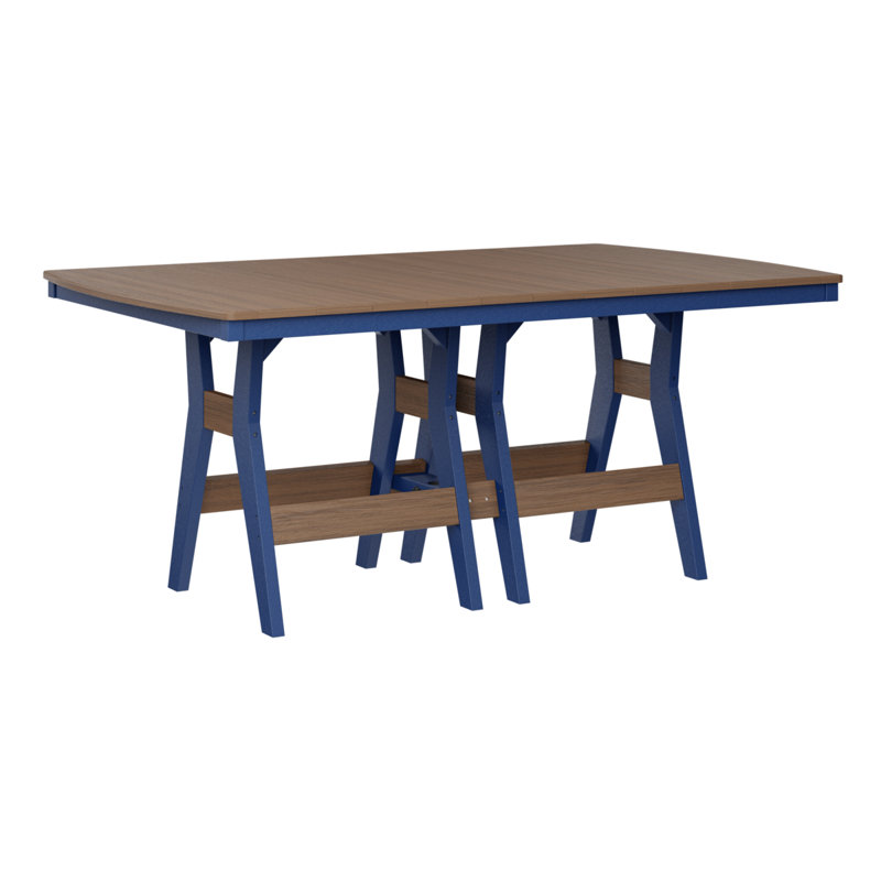 Table de bar rectangulaire 72 po Berlin Gardens Harbor, Bleu pacifique, H 38,87 po x l 72 po x P 44 po, Acajou antique