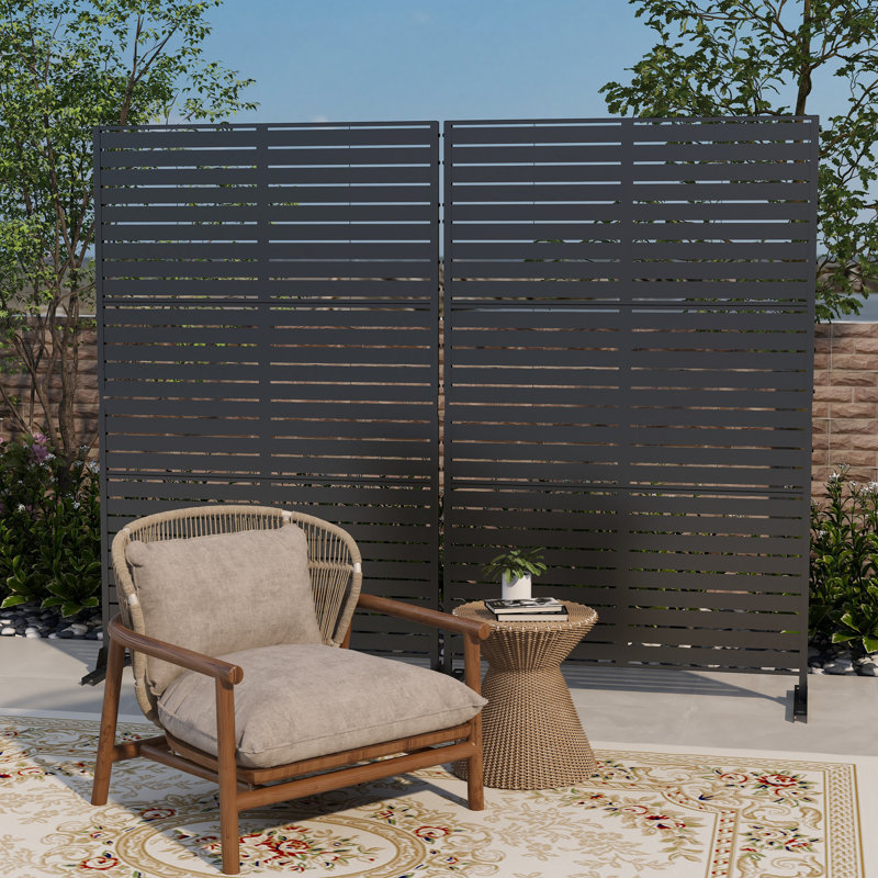 Stanaford 1.9m x 1.2m Privacy Metal Screen Fence Panel, Black