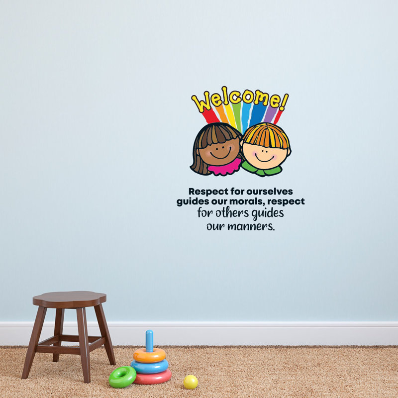 Décalcomanie murale citations de dessins animés « respect School », H 30 po x l 27 po x P 0,05 po