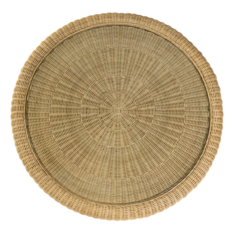Bonita 42 in. W Round Rattan Dining Table with Glass Top