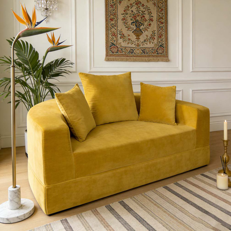 Convertible sofa couch bed,multi-functional,circular bed,adjustable Futon sofa, Yellow