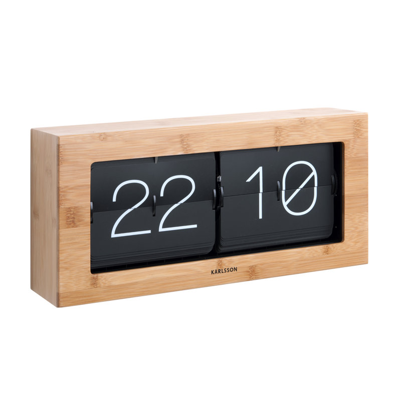 Modern & Contemporary Digital Bamboo Wood Electric Tabletop Clock, 11cm H x 21cm W x 8.5cm D, Bamboo