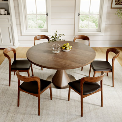 Solid Wood Dining Table For 2/4/6/8 With Heavy Metal Base - Rise Together Around the Spiral