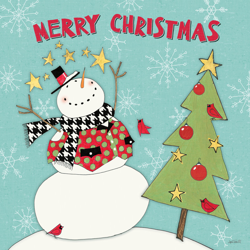Snowman Sentiments IV - Wrapped Canvas Print, 30cm H x 30cm W