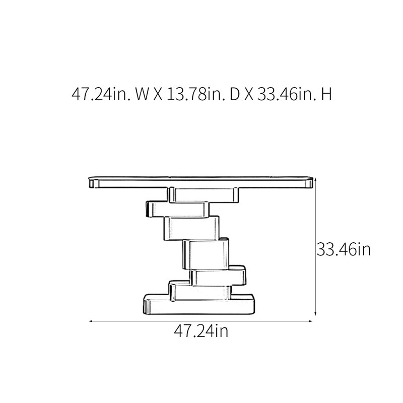 Console Modern Minimalist Luxury Art, Or champagne, H 33,46 po x l 47,24 po x P 13,78 po