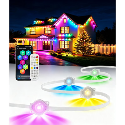 200FT Permanent Outdoor Lights, Smart RGB Lights with App Control,   for Patio, Garden, Yard, Holiday, Party and Year-Round Decor