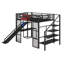 Lit mezzanine double en métal avec bureau, glissade et escalier-138715395