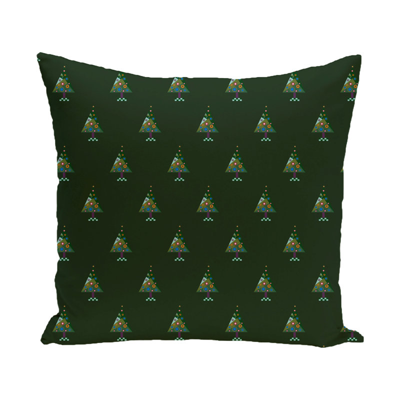 Housse de coussin décoratif carrée folle de noël, H 18 po x l 18 po, Vert foncé