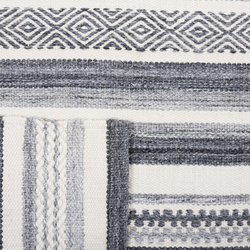 Tapis rayé en polyester Kilim fait à la main Arciszewski, Rectangle 4 pi x 6 pi