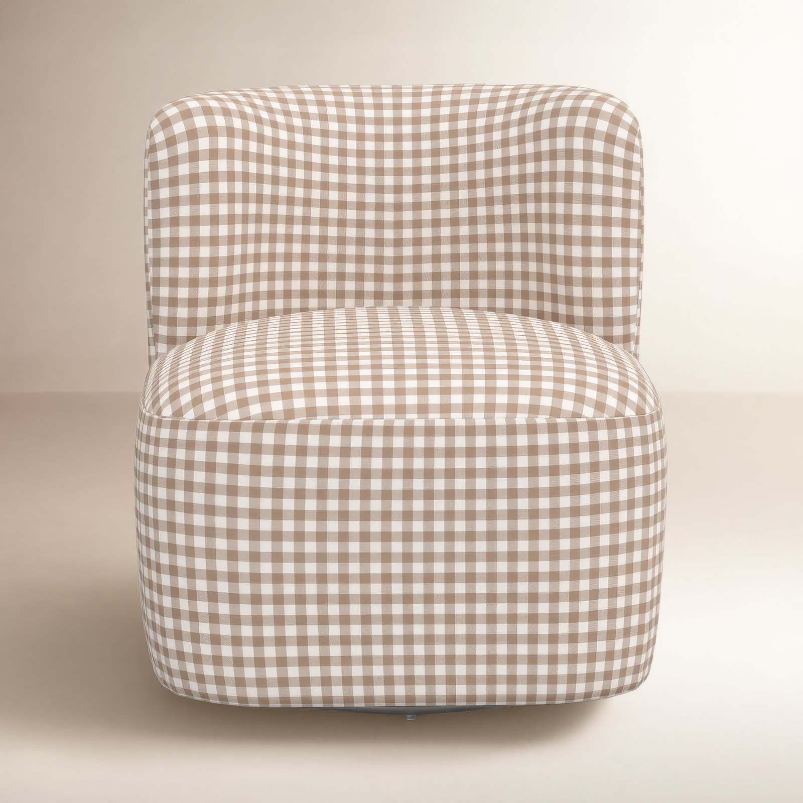 Mariza Swivel Slipper Chair, Classic Gingham Tan