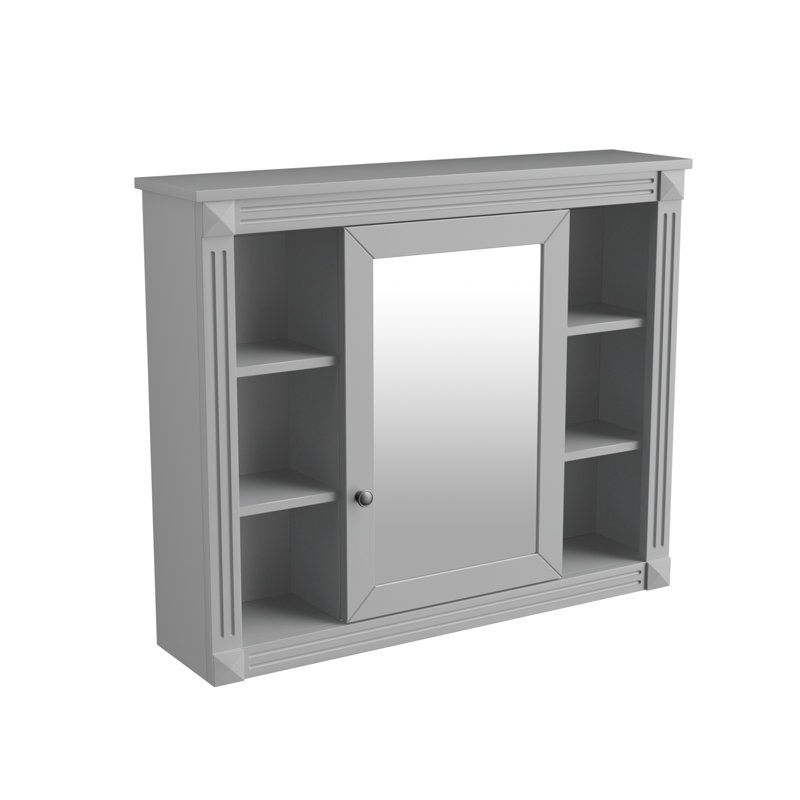 Armoire de salle de bain murale avec miroir, Gris