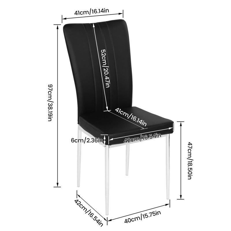 Albiery 47cm H Upholstered Metal Parsons Chair, Black