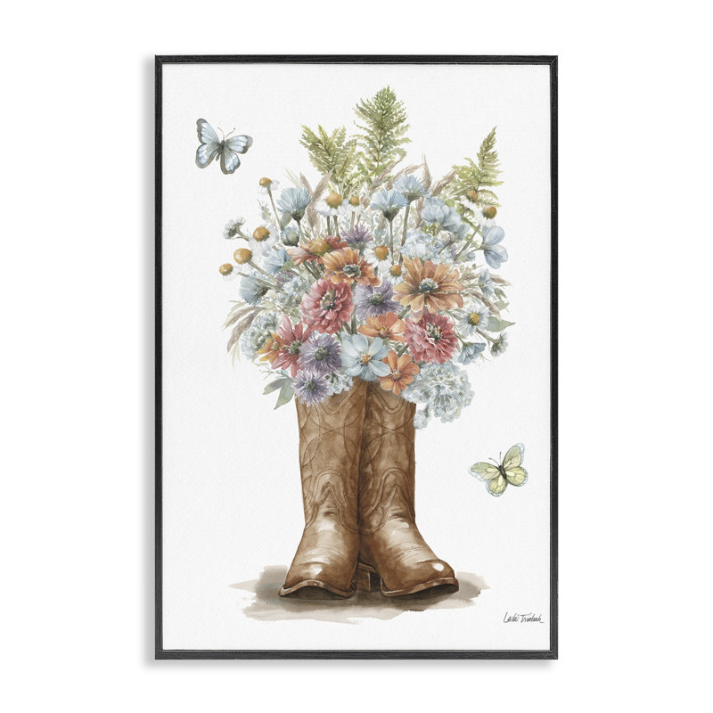 «Wildflower Western Bouquet», estampe numérique par Leslie Trimbach, Giclée encadrée noir minuit, H 18 po x l 12 po