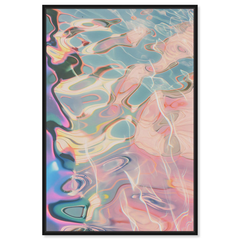 Toile abstraite Art Remedy, rosé métallique lisse I, Cadre flottant noir, H 16 po x l 11 po