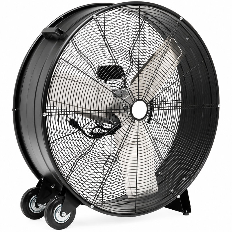 30 po Ventilateur tambour industriel haute vitesse - Ventilateur de plancher en métal robuste avec moteur en cuivre et pales en aluminium, 2 vitesses